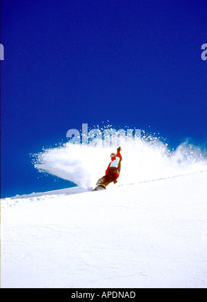 Simon Brass snowboard à Livigno Italie Banque D'Images