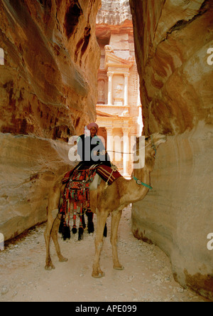 Moyen Orient, la Jordanie, la ville Rouge Rose de Petra, Al Khazneh, le Conseil du Trésor Banque D'Images