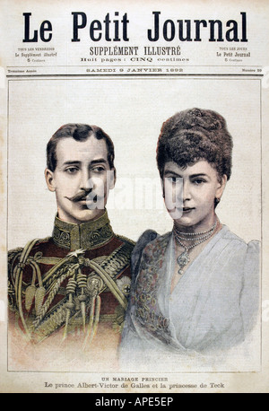 Presse/médias, magazines, « le petit Journal », Paris, 3. Volume, numéro 59, supplément illustré, samedi 9 janvier 1892, titre, « UN mariage royal », , Banque D'Images