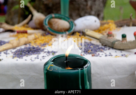 Autel Détail mariage humaniste à Glastonbury Somerset England UK GO Banque D'Images