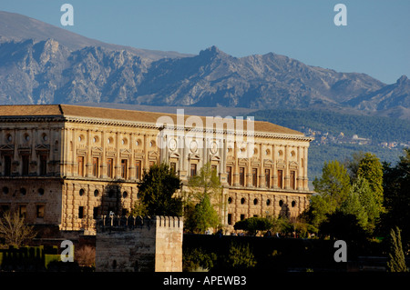 Palacio de Carlos V / Palais de Charles V, à l'Alhambra, Grenade, Espagne Banque D'Images