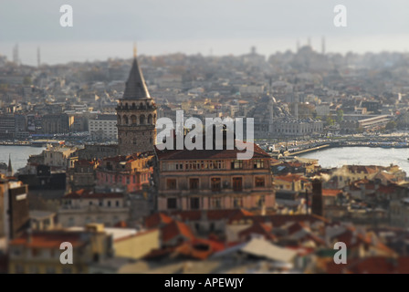 ISTANBUL, TURQUIE. Un Tilt-shift vue sur le quartier de Galata de Beyoglu, avec derrière Sultanahmet et Eminönü. 2007 Banque D'Images