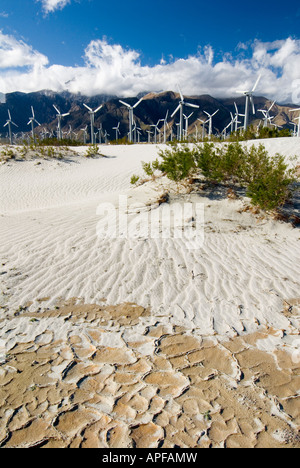 Ferme éolienne dans le désert près de Palm Springs en Californie Banque D'Images