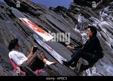 Dali et Gala dans les rochers de la Farnera Banque D'Images