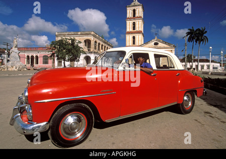 1951 Plymouth voiture classique, utilisé comme taxi, Remedios, Cuba Banque D'Images