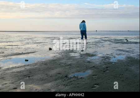 La marche sur la Brewster Appartements au coucher du soleil. Banque D'Images