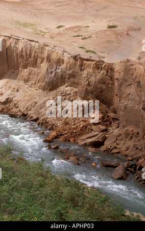 High River et de la couche de cendres volcaniques dans la vallée du Parc national de Katmai fume 10000 Alaska USA Banque D'Images