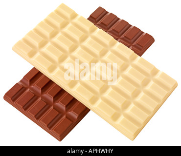 Chocolat au LAIT ET BLANC BARS CUT OUT Banque D'Images