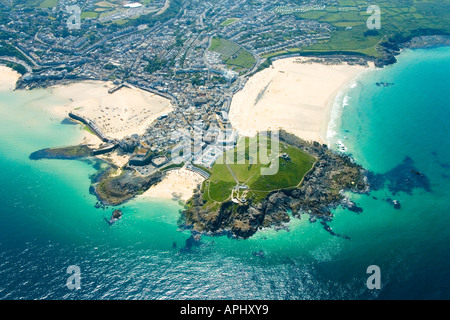 Photographie panoramique de l'antenne de St Ives en été soleil Ouest Cornwall England UK Royaume-Uni GB Grande-bretagne British Isle Banque D'Images