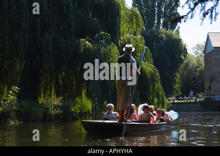 Promenades en barque sur la rivière Cam, dans le soleil d'été dos Cambridge Cambridgeshire East Anglia Angleterre Royaume-Uni Royaume-Uni GB Banque D'Images