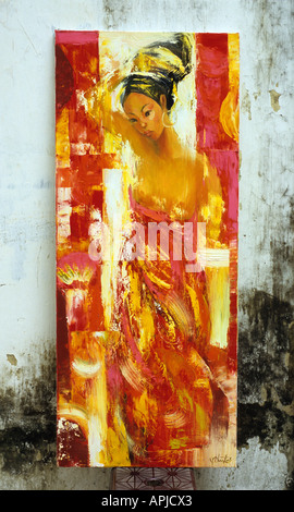 Résumé de la peinture à l'huile sur toile femme par un artiste vietnamien, Hanoi, Viet Nam Banque D'Images