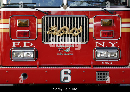 Vue frontale d'un New York Fire Engine Banque D'Images