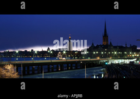 En fin de soirée sur les toits de Stockholm Banque D'Images