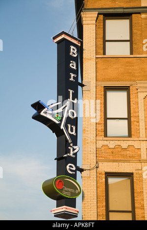 Chicago Illinois en néon pour Bar Louie restaurant West Randolph Street Banque D'Images