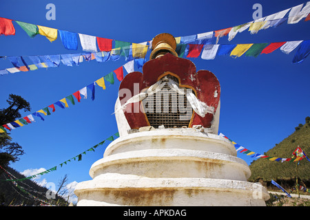 Stupa sur le La-Mountain Pele, Bhoutan Banque D'Images