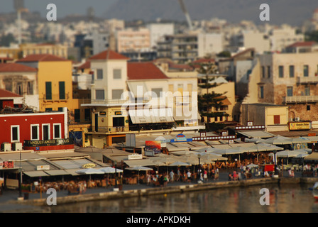 Crète, Grèce. Un Tilt-shift voir d'Hania (La Canée, Chanea, Xania). L'année 2007. Banque D'Images