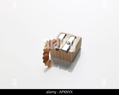 Copeaux de crayon sur sharpener Banque D'Images