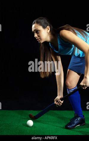 Joueur de hockey féminin Banque D'Images