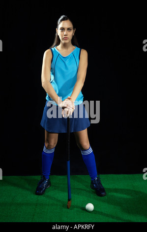 Joueur de hockey féminin Banque D'Images