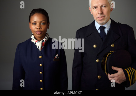 Hôtesse de l'air et pilote Banque D'Images