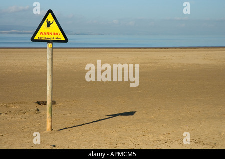 Panneau d'avertissement Burnham On Sea Somerset en Angleterre Banque D'Images