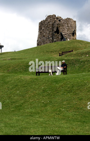 Le reste de la tour de château sur la colline du Château de Tenby, Pembrokeshire, Pays de Galles Banque D'Images