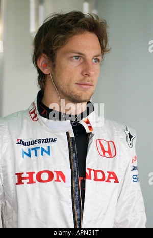 Jenson Button (GBR), Honda pilote de Formule 1 sur le circuit Ricardo Tormo Banque D'Images