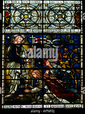 La cathédrale de Salisbury Vitraux Deux Maries Banque D'Images