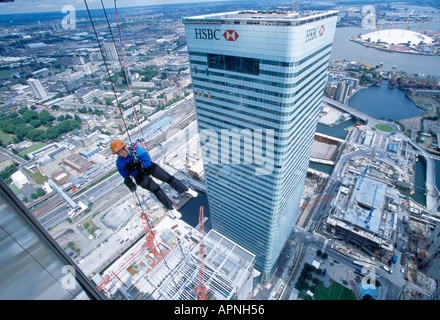 La descente en rappel de la HSBC ACTION Canary Wharf Docklands Banque D'Images