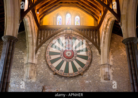 La table ronde du Roi Arthur dans le Grand Hall Winchester Angleterre Banque D'Images