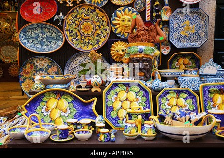 Boutique de souvenirs, Taormina, Sicile, Italie Banque D'Images