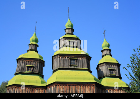 Église en bois Pyrohiv Pirogovo musée à ciel ouvert de l'architecture nationale près de Kiev Ukraine Banque D'Images