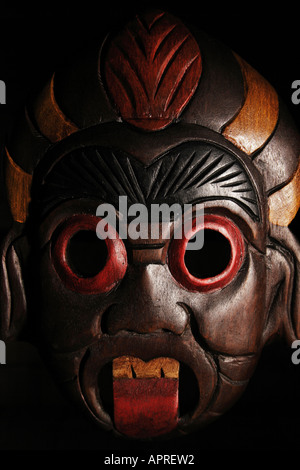 Masque en bois maori. Banque D'Images