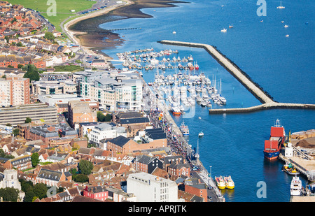 Vue aérienne de Poole Quay, port et marina. Le Dorset. UK. Banque D'Images