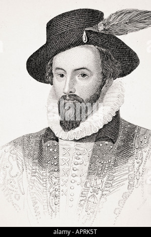 Sir Walter Raleigh, c.1554 - 1618. Anglais a débarqué monsieur, écrivain, poète, soldat, politicien, courtier, espion et explorateur. Banque D'Images
