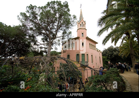 Musée Gaudi dans le Parc Guell Banque D'Images