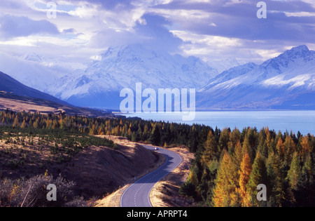 La route de l'Aoraki Mount Cook ile sud Nouvelle Zelande Banque D'Images