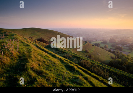 Hambledon Hill, Dorset, UK, en fin d'après-midi du soleil Banque D'Images