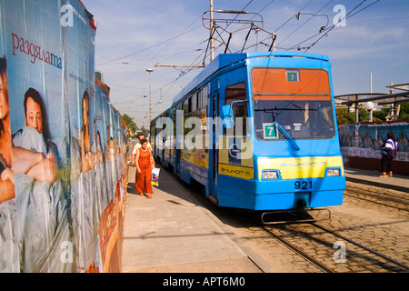 Les Trams à Sofia, Bulgarie Banque D'Images