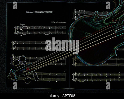 Le violon avec partitions Banque D'Images