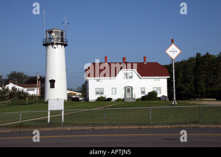 Le phare de Chatham Light, South Beach, Chatham, Massachusetts, USA. Banque D'Images