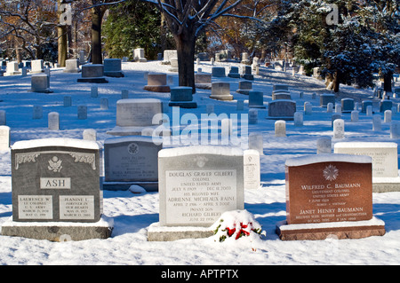 Un couvert de neige Arlington National Cemetery Banque D'Images