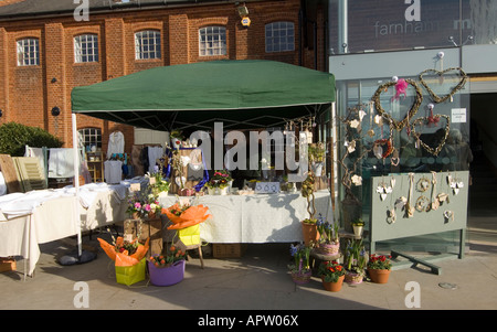 Flower Stand au marché Maltings, Farnham, Surrey Banque D'Images