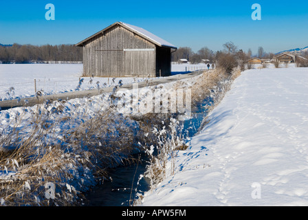 Paysage d'hiver, entre l'Altstaedten et Fischen Oberallgaeu Bavaria Allemagne Banque D'Images