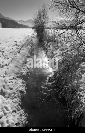 Paysage d'hiver, entre l'Altstaedten et Fischen Oberallgaeu Bavaria Allemagne Banque D'Images