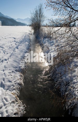 Paysage d'hiver, entre l'Altstaedten et Fischen Oberallgaeu Bavaria Allemagne Banque D'Images
