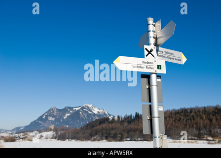 Paysage d'hiver, entre l'Altstaedten et Fischen Oberallgaeu Bavaria Allemagne Banque D'Images