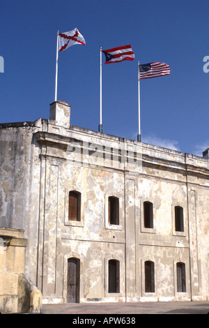 Puerto Rico,Caribbean Island,protectorat,territoire,Territoires,Océan Atlantique,eau,San Juan,fort San Cristobal,drapeau américain,PuertoRico003 Banque D'Images