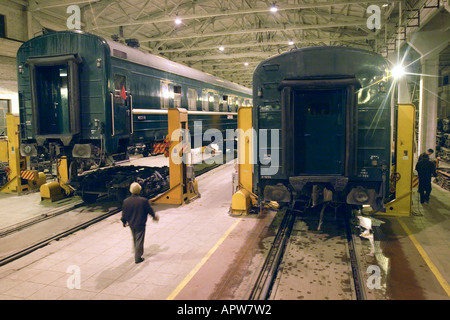 Trans-Mongolian Express changement de bogies Banque D'Images