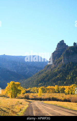 Lever du soleil, l'Owl Creek Pass, Col Owl Creek Road, Ridgeway, Colorado, USA Banque D'Images